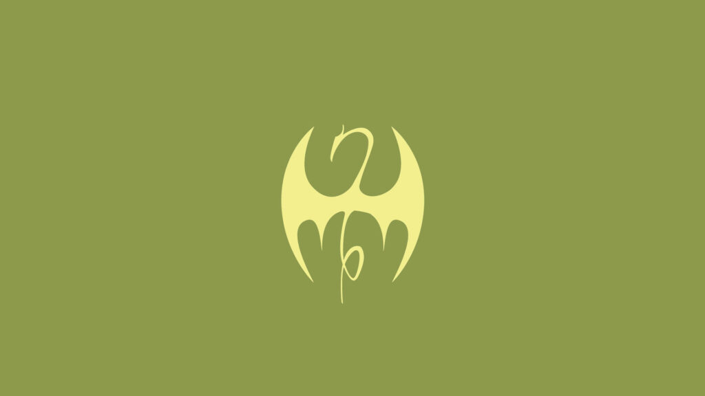 Minimalistic Yellow Dragon Emblem Wallpaper on Green Background