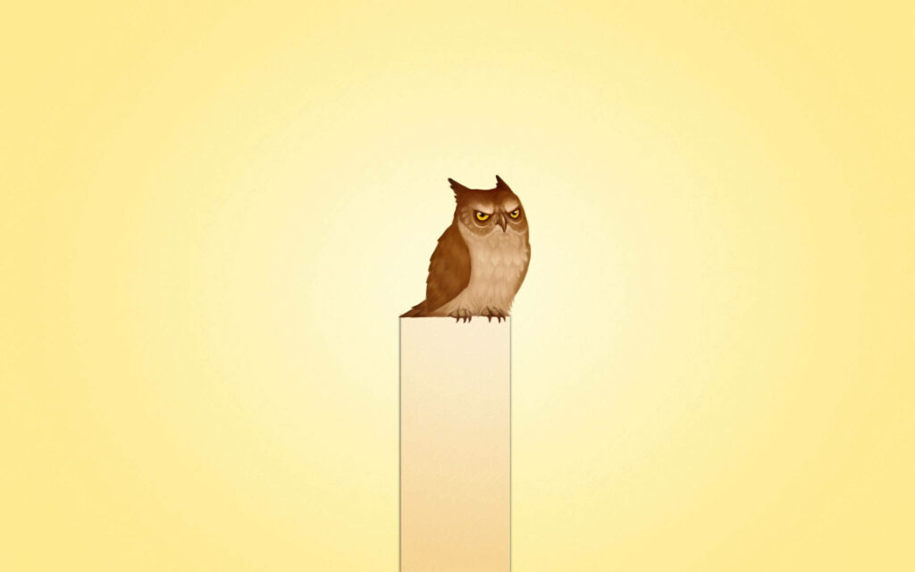 Minimal Yellow Owl Wallpaper: Calm & Curious Design on Gradient