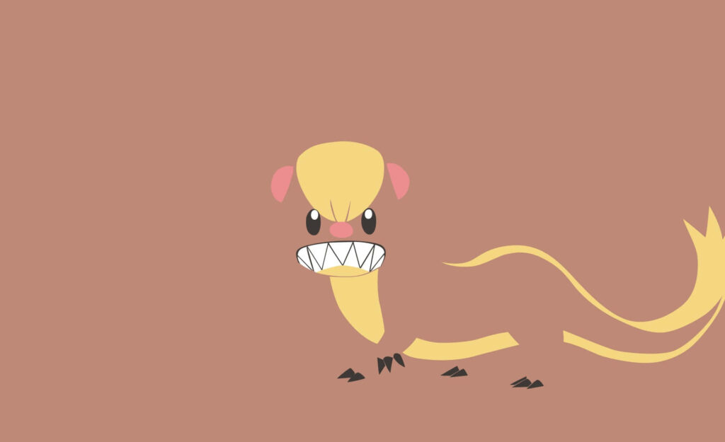 Minimalistic Yungoos Wallpaper: Bold Cartoon Design on Brown Background