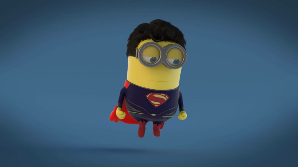 Superman Minion Phil Wallpaper: Cute Blue Background Design