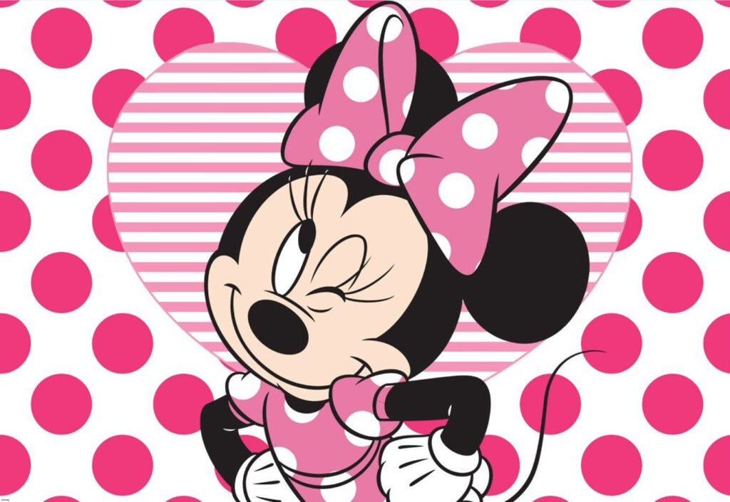 Flirty Minnie: Pink Dots and Stripes Wallpaper