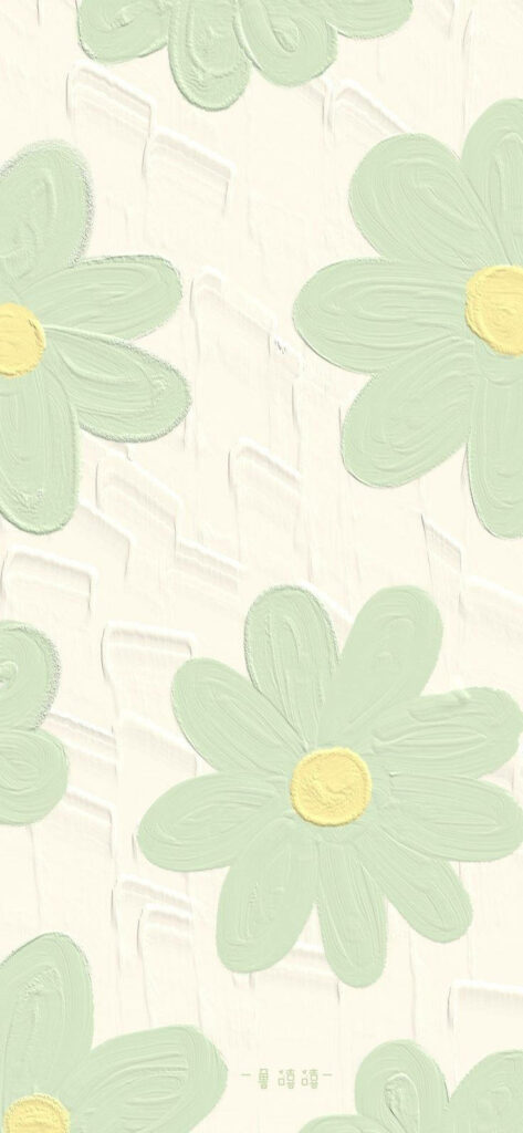 Mint Green & Cream Floral Wallpaper for Soothing iPhone Background
