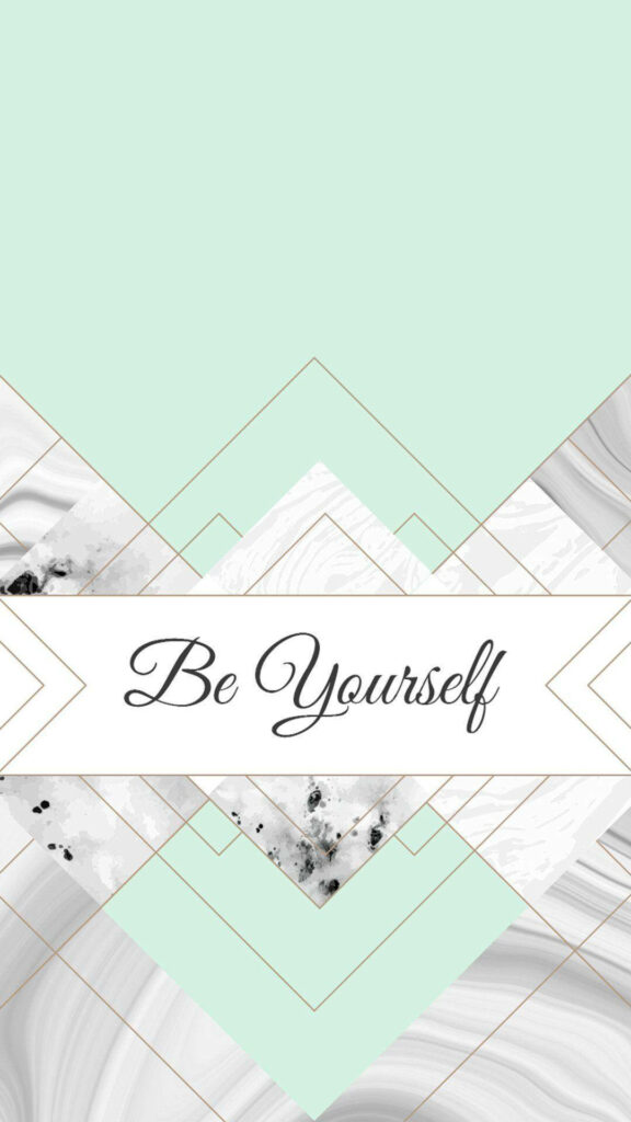 Mint Green Geometric iPhone Wallpaper: 'Be Yourself' Design