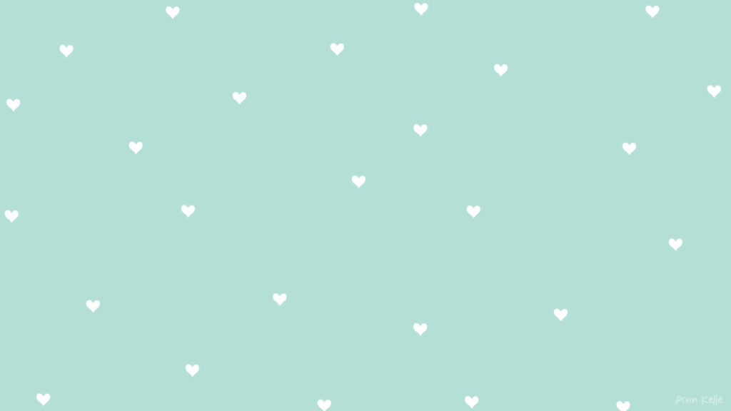 Soothing Mint Green Wallpaper with White Hearts for Calm Design