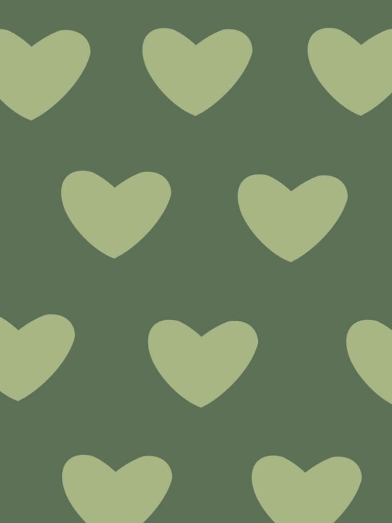 Charming Mint Green Heart Wallpaper on Deep Green Background
