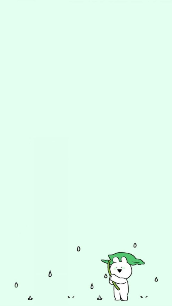 Charming Mint Green Rabbit Wallpaper - Minimalist & Calming Design