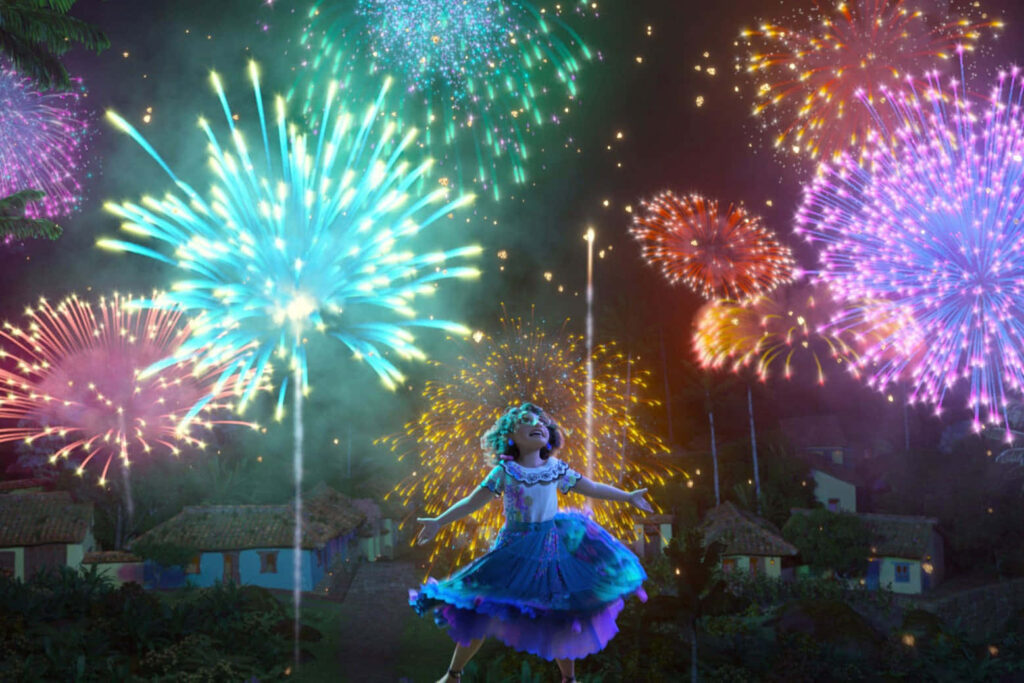 Enchanting Mirabel Wallpaper with Colorful Fireworks & Charming Houses