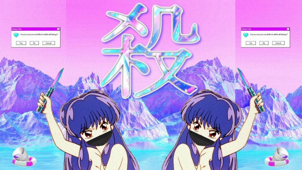 Reflections of Strength: Shampoo's Serenity in a Purple Anime Aesthetic Wallpaper