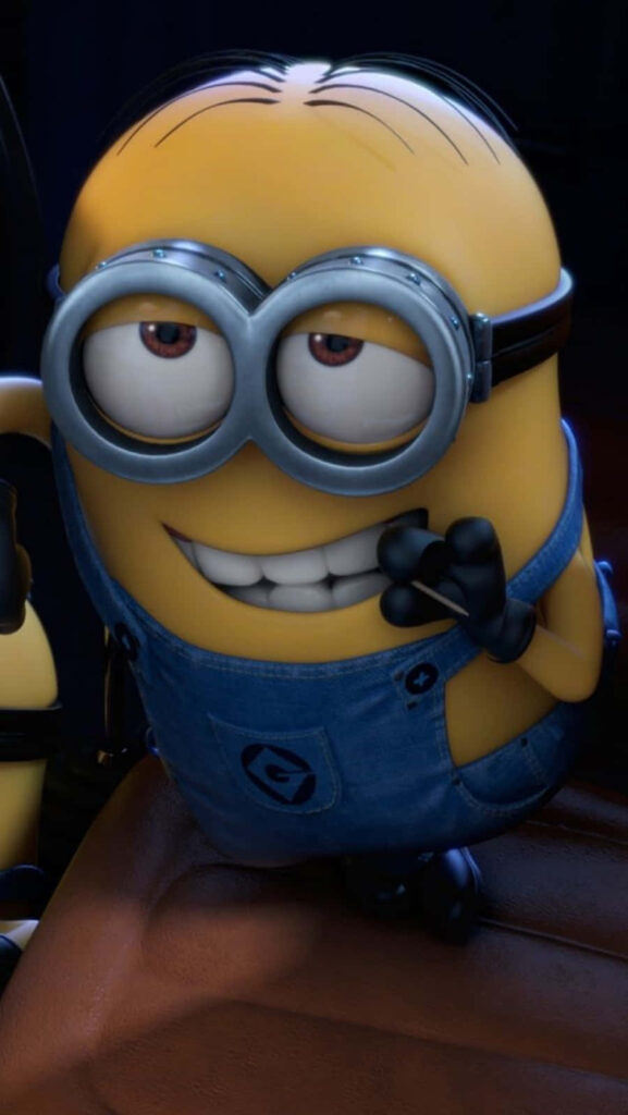 Playful Minion iPhone Wallpaper: Iconic Yellow & Blue Design