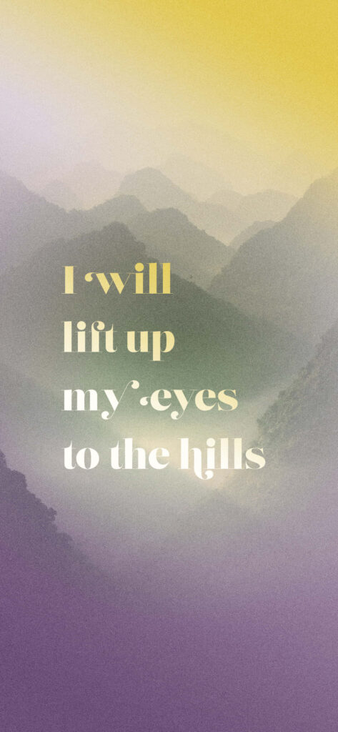 Misty Hills Wallpaper with Motivational Quote | Calming Yellow-Purple Design