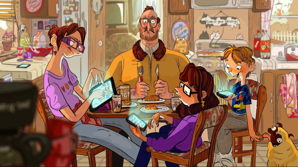 Mitchells Family Dinner Distraction: Humorous Tech Wallpaper