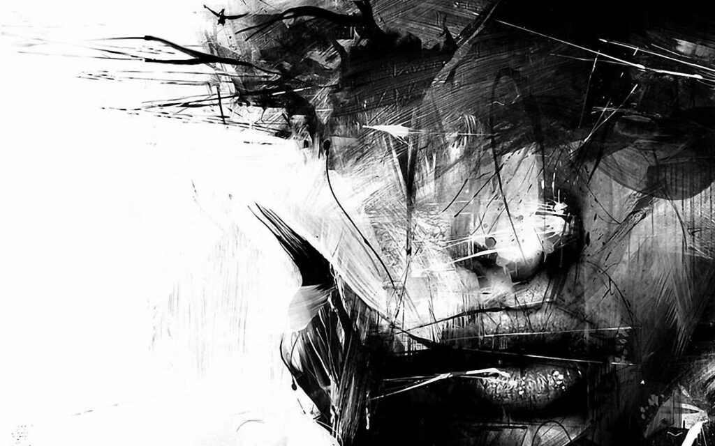 Mixed Feelings: Striking Black & White Abstract Wallpaper Background