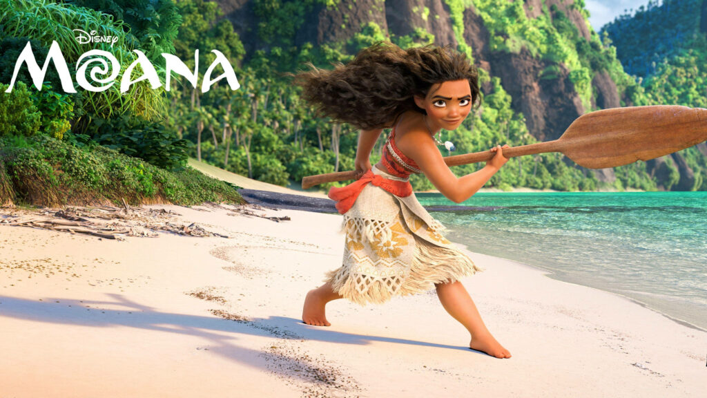 Adventurous Moana 4K Paddle Wallpaper - Tropical Beach Background