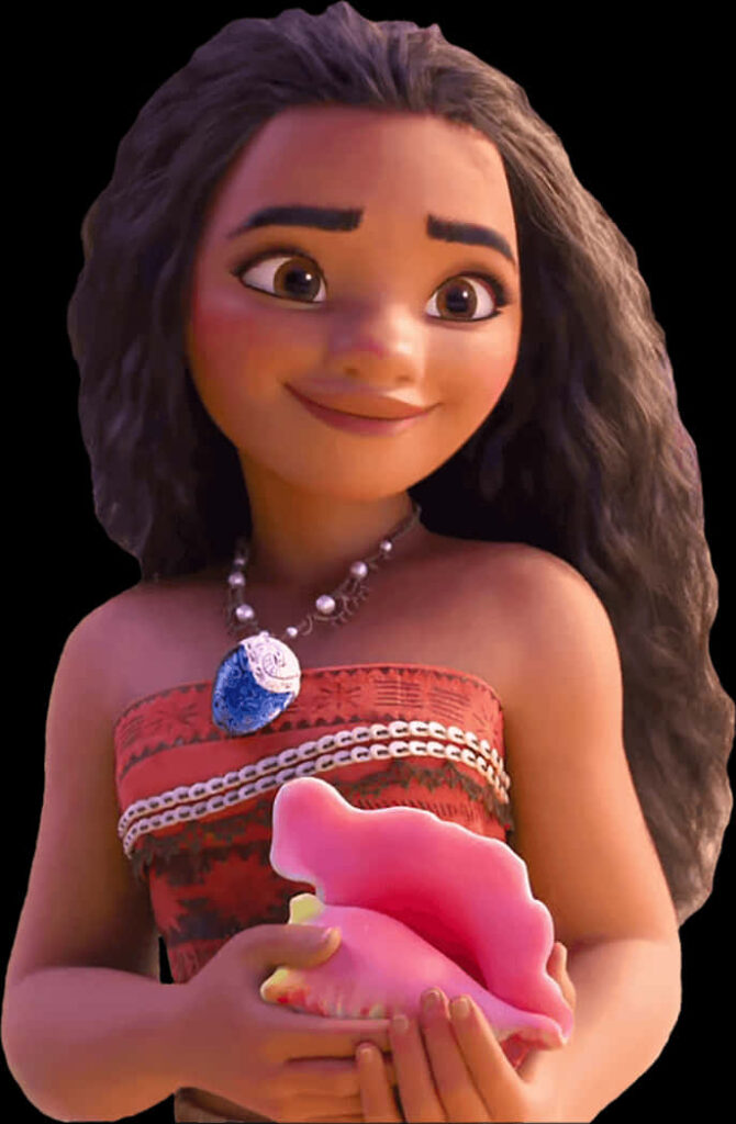 Adventurous Moana Wallpaper: Confident Disney Character with Conch Shell