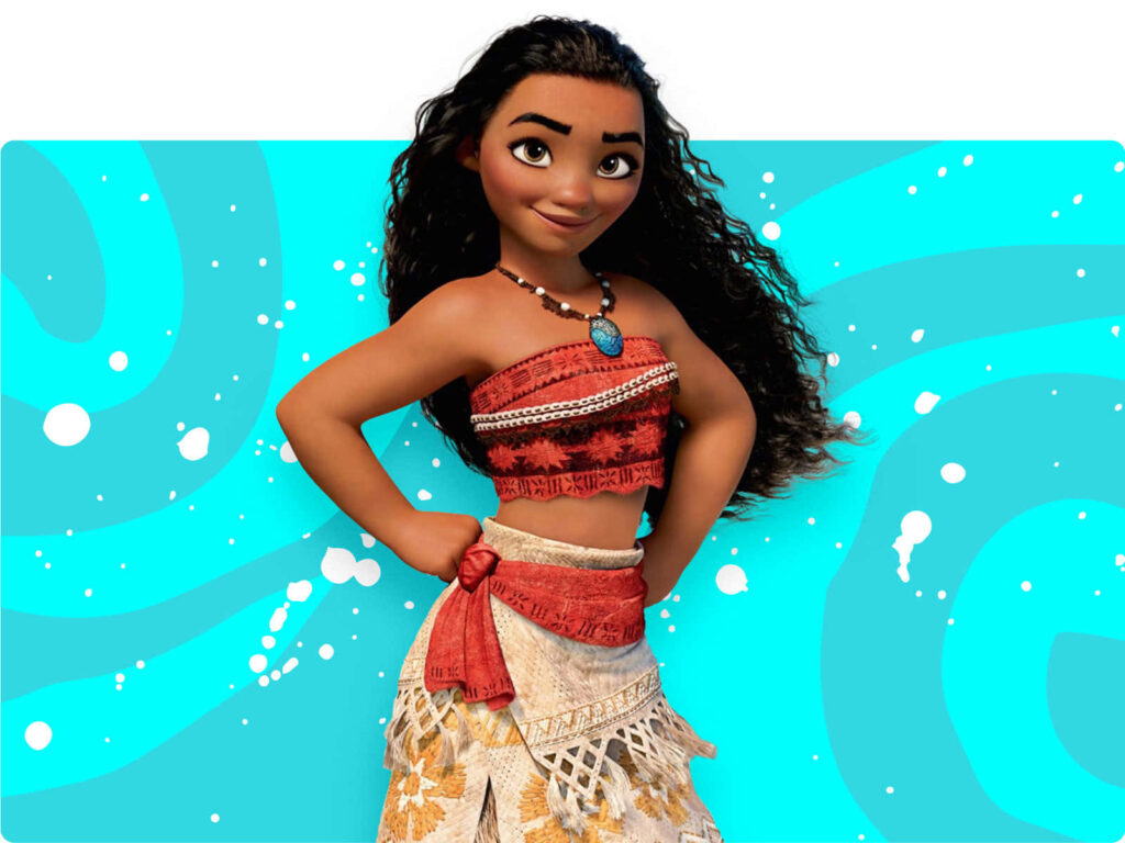 Moana: Confident Adventure Wallpaper - Vibrant Turquoise Background