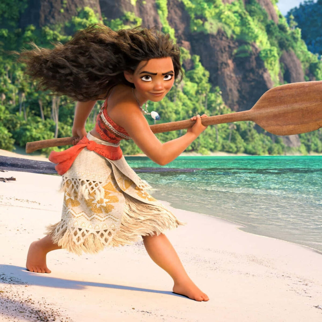 Moana's Journey of Courage: Vibrant Tropical Beach Wallpaper