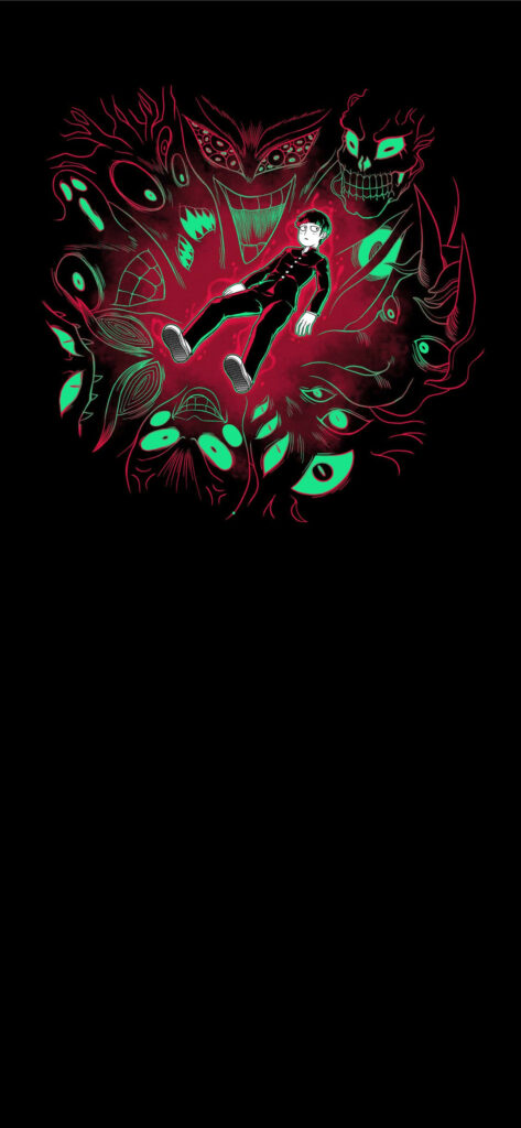 Mob Psycho 100 Wallpaper: Eerie Spirits Surrounding Mob Illustration