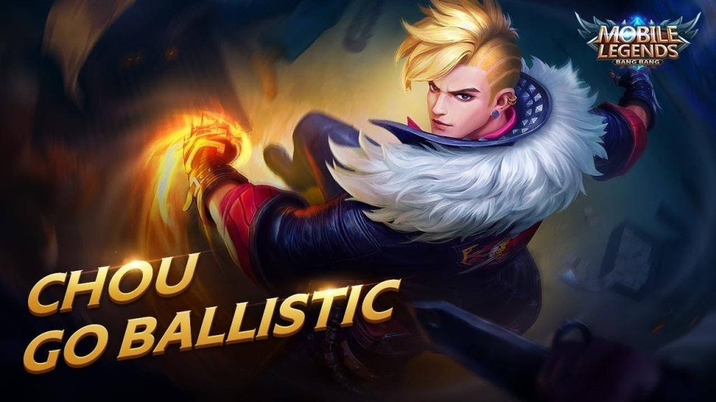 Chou Go Ballistic skin Mobile Legends wallpaper fiery energy intense expression fur jacket