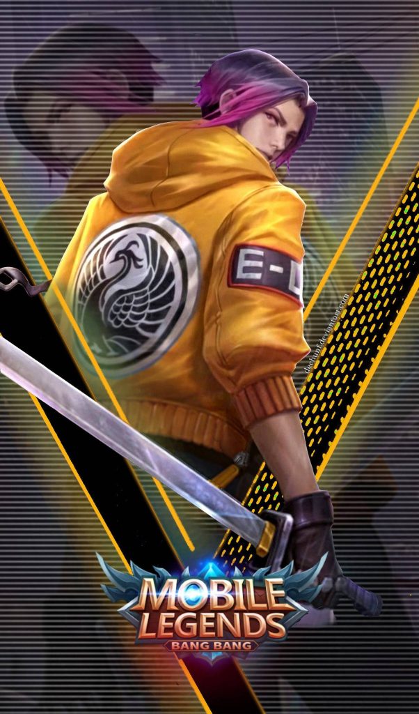 Mobile Legends Ling Street Punk Starlight skin wallpaper yellow hoodie sword tech backdrop