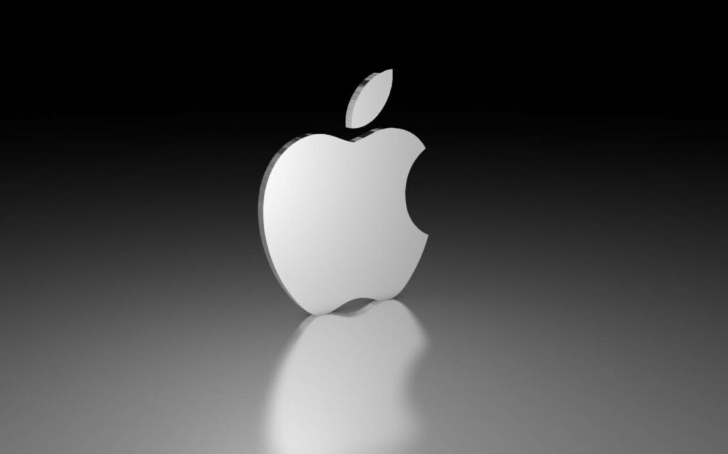 Modern 3D Apple Logo Wallpaper on Gradient Black Background