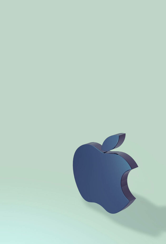 3D Apple Logo Wallpaper on Minimalist Light Green Background