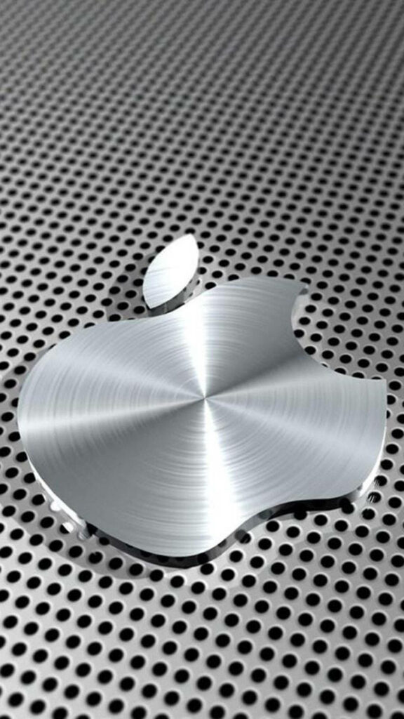 Modern 3D Apple Logo Wallpaper with Industrial Metal Texture