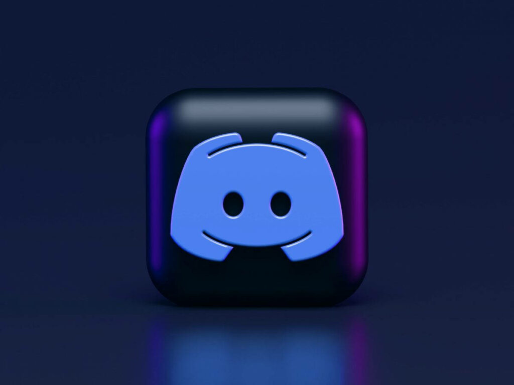 Modern 3D Discord Cube Icon on Deep Blue Background for Profiles Wallpaper