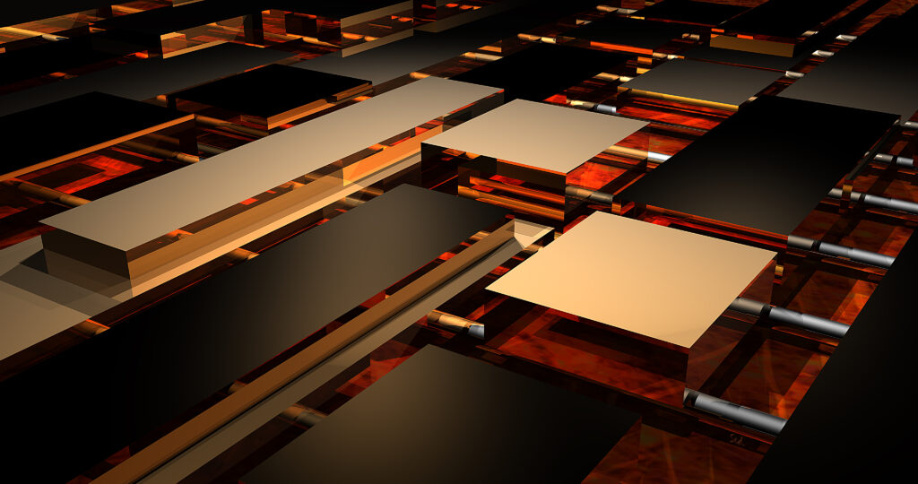 3D Geometric Wallpaper: Warm Brown Squares & Rectangles Design