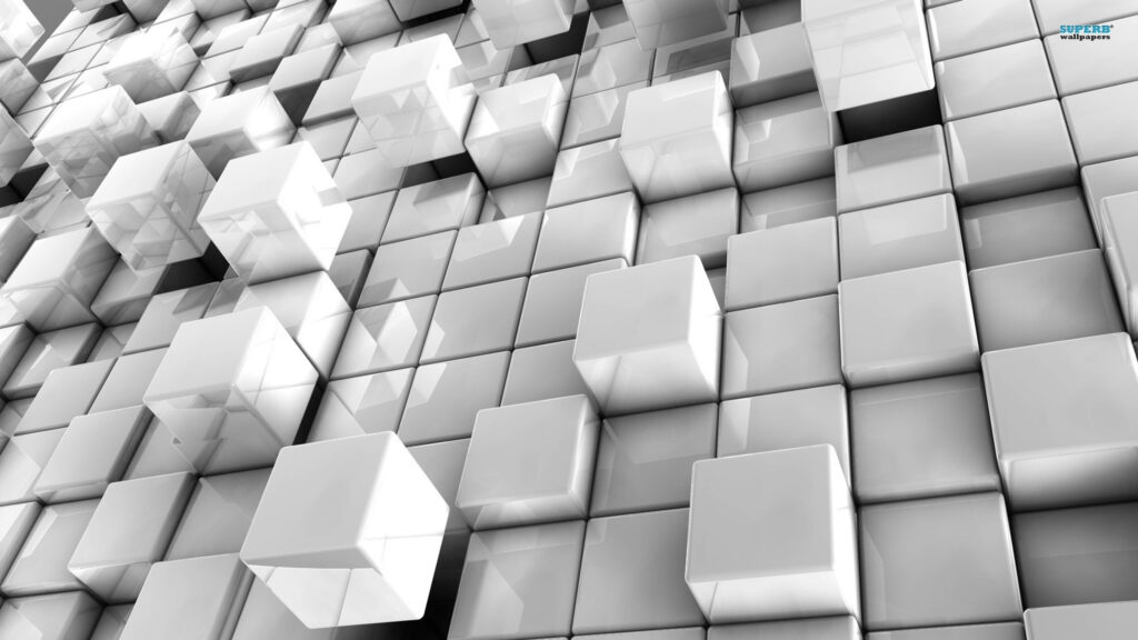 Glossy White 3D Abstract Cube Wallpaper - Modern Futuristic Background