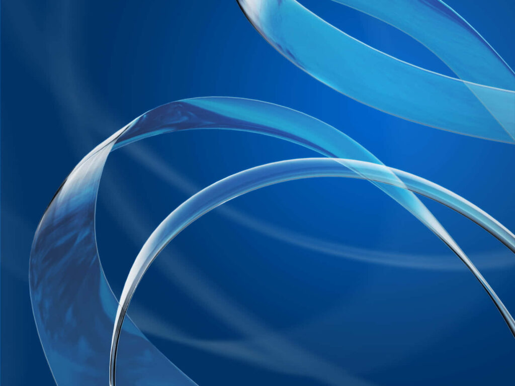 Sleek 3D Ribbons on Gradient Blue Background - Modern Wallpaper