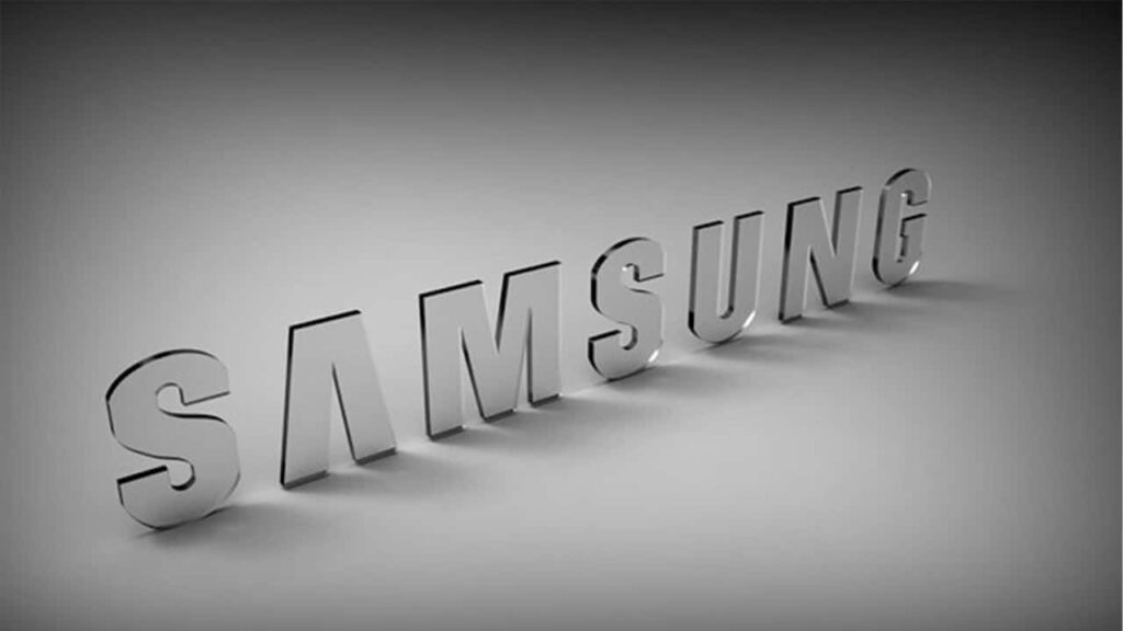 Minimalist Samsung Logo Wallpaper in Metallic Grey Design