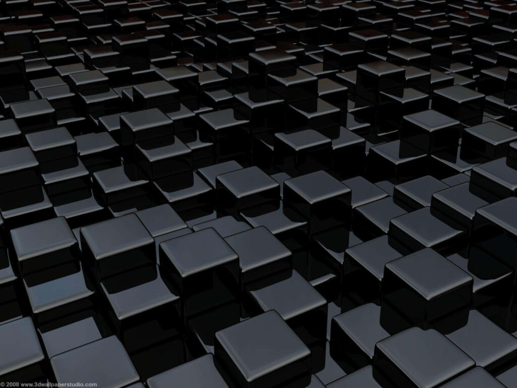 Modern 3D Wallpaper: Sleek Dark Glossy Cubes Background