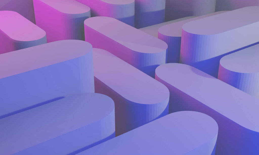 3D Abstract Wallpaper Design: Smooth Blue and Purple Shapes