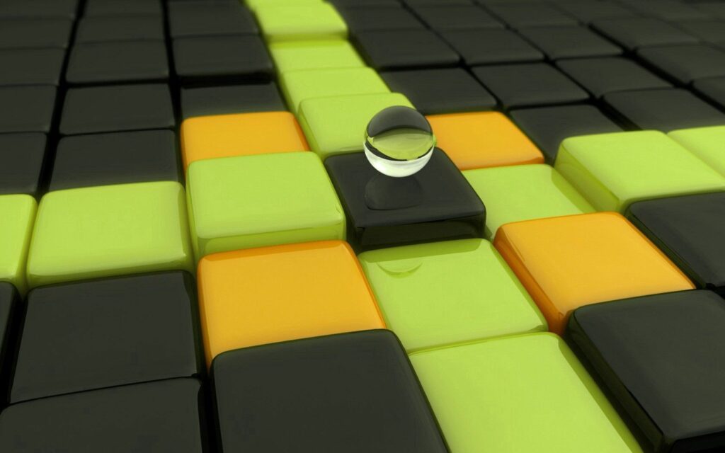 Modern Abstract Wallpaper: 3D Cubes & Transparent Ball Background