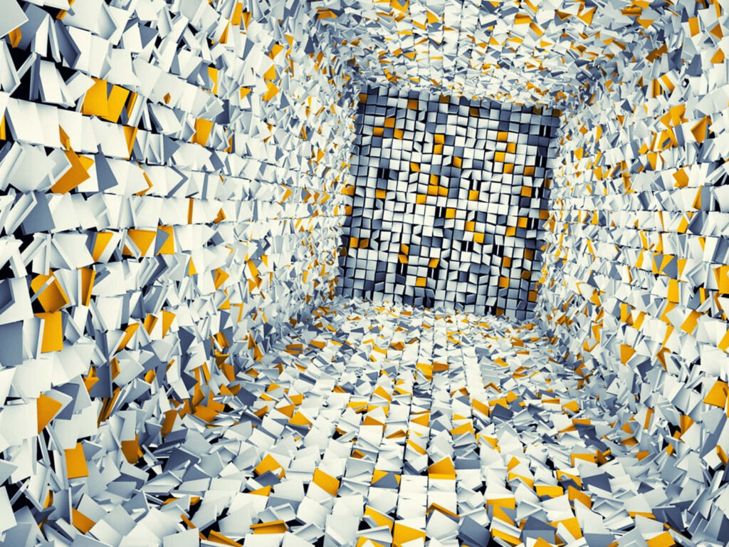 Dynamic 3D Yellow, White & Grey Tile Abstract Wallpaper Background