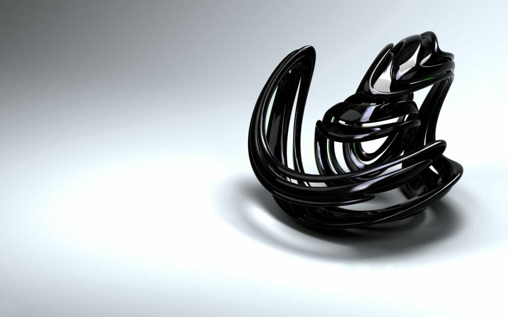 Modern Abstract Black Sculpture Wallpaper with Gradient Background