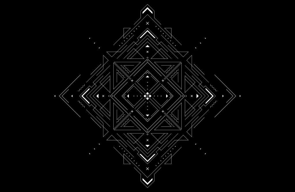 Abstract Black and White Geometric Wallpaper - Modern Symmetrical Design
