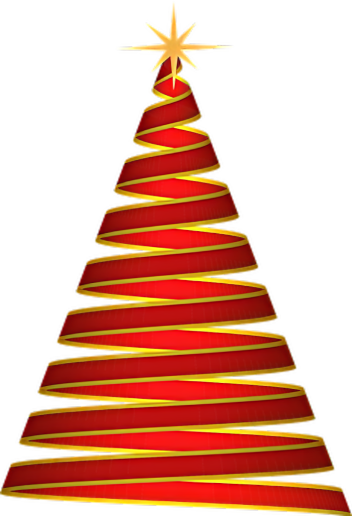 Vibrant Abstract Christmas Tree Wallpaper with Red and Gold Ribbons