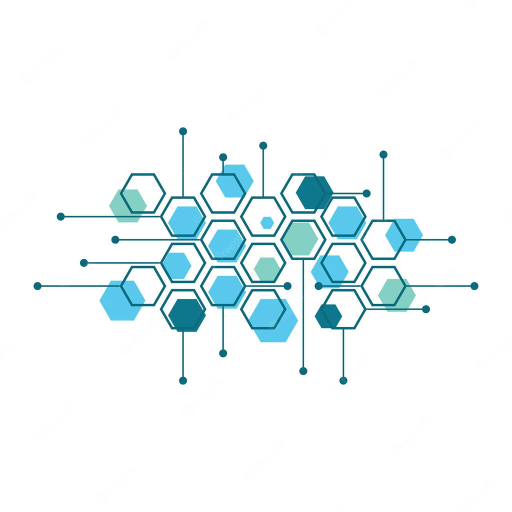 Modern Abstract Hexagon Wallpaper in Blue & Green on White Background