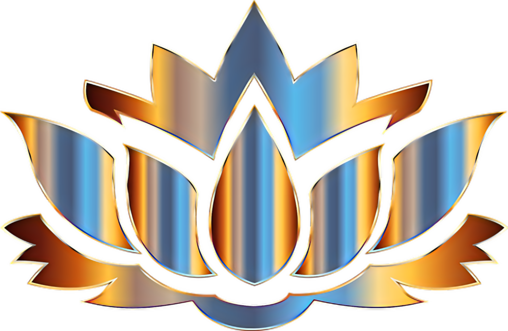 Modern Abstract Lotus Flower Wallpaper: Blue & Orange Gradient