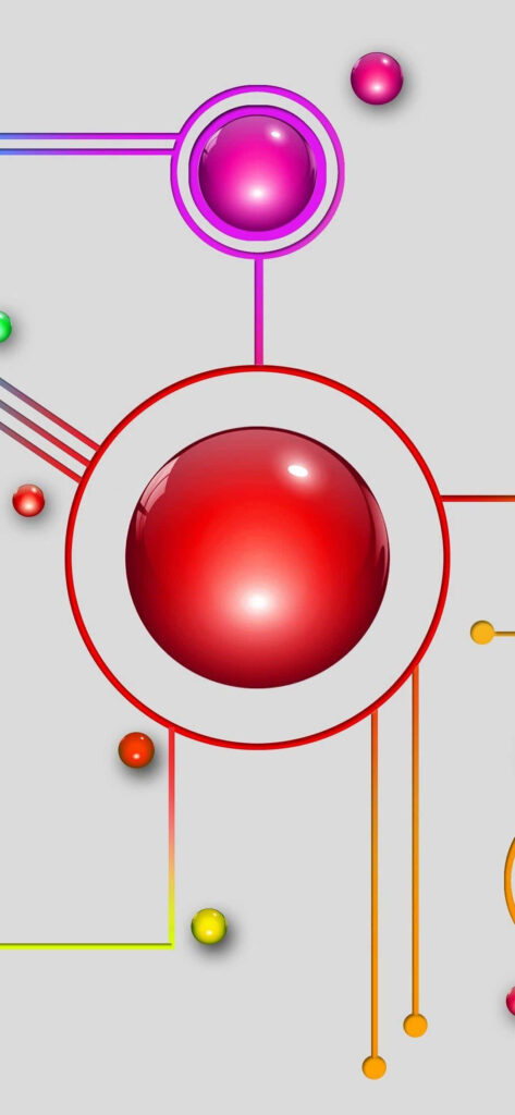 Modern Abstract Spheres Wallpaper: Colorful Lines on Gray Background