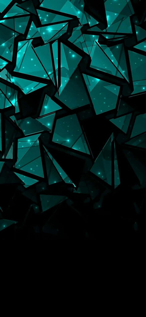 Dynamic Abstract Triangle Wallpaper in Dark & Teal for AMOLED Displays