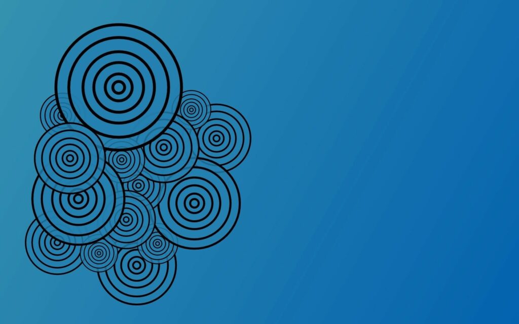 Modern Abstract Wallpaper: Black Circles on Gradient Blue Background