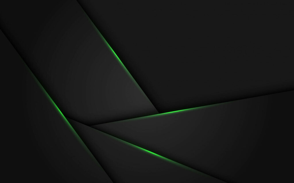 Modern Abstract Wallpaper: Black Geometric Shapes & Green Accents
