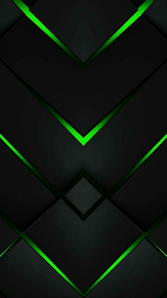 Modern Black & Green Chevron Wallpaper with Dynamic Abstract Design