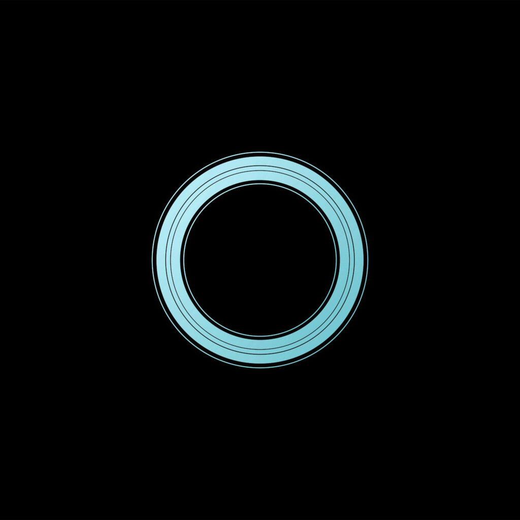 Modern Abstract Wallpaper: Cyan Circles on Black Background