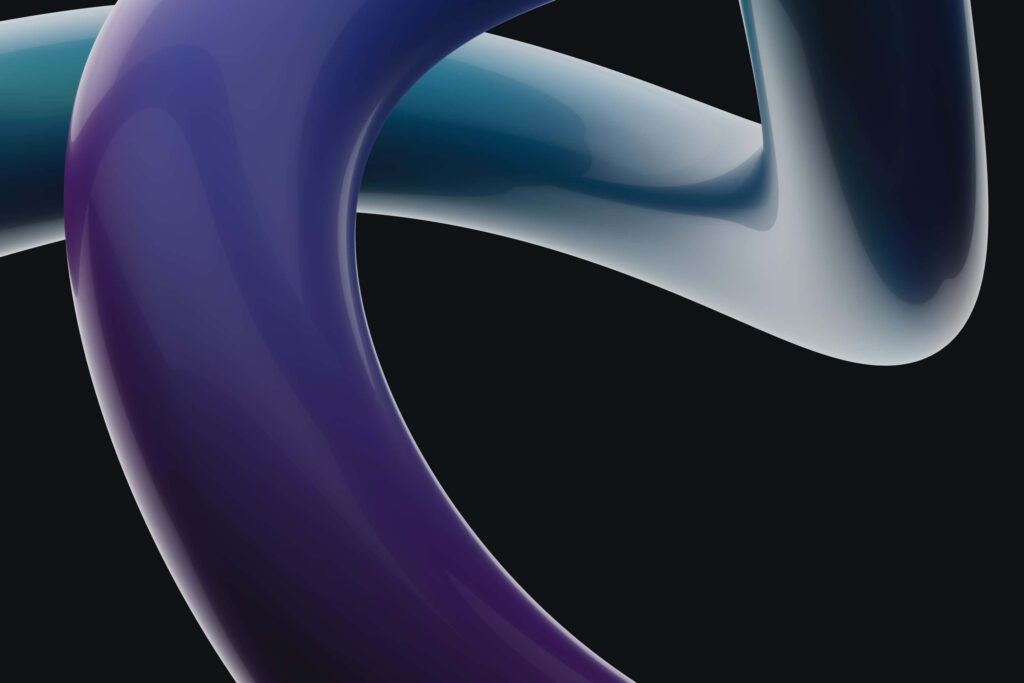 Modern Abstract Wallpaper: Intertwining Tubes in Purple, Blue, Grey