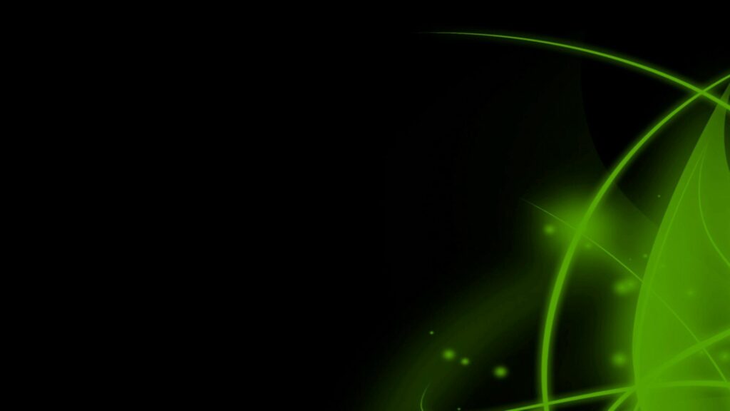 Modern Abstract Wallpaper: Bright Green Shapes on Black Background