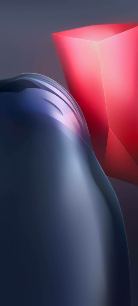 Modern Abstract Wallpaper: Grey & Blue Curves with Red Accent Background