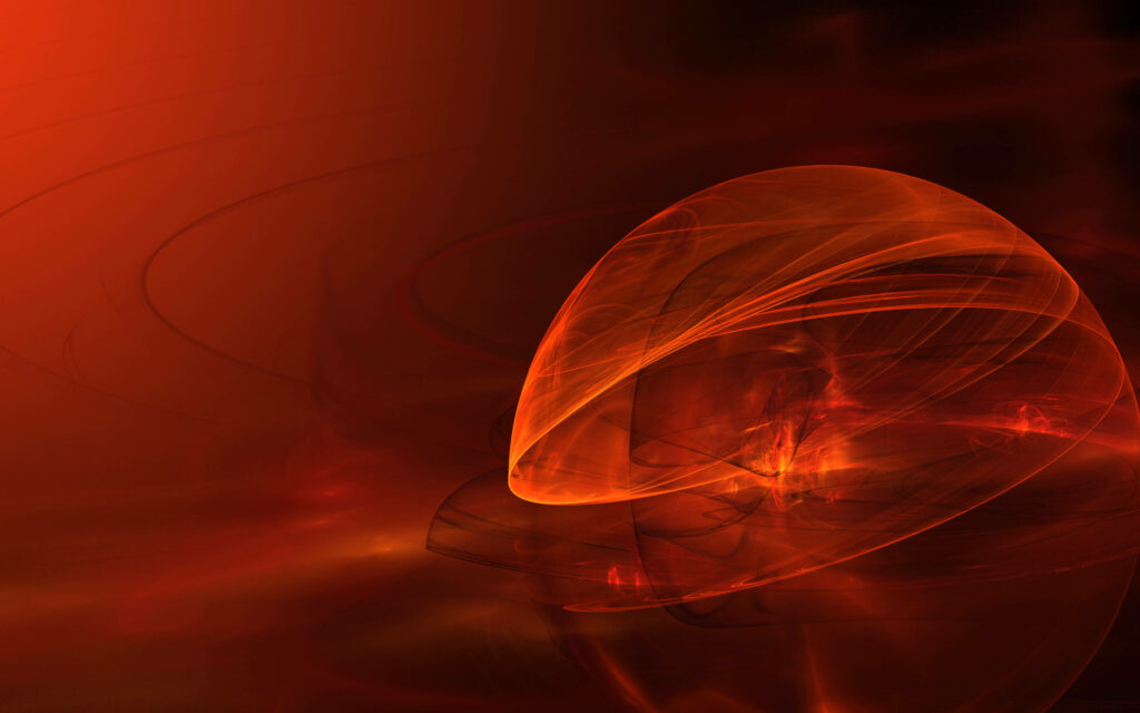 Dynamic Abstract Wallpaper: Orange Sphere & Swirling Lines